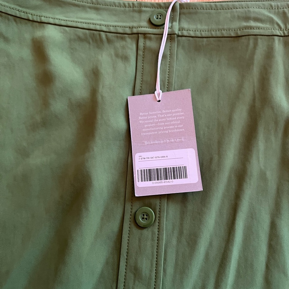 Everlane Green A-Line Button-Front Midi Skirt - Picture 3 of 3